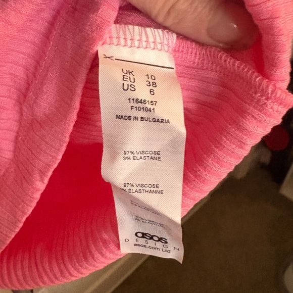 Pink One-Shoulder Ribbed Crop Top ASOS Size 6 NWOT - Picture 5 of 6